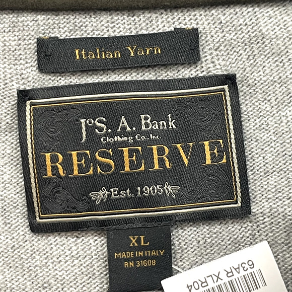 Joseph A Bank Sweater Mens Extra Large Gray Reserve Italian Yarn Cashmere Wool - Picture 3 of 13